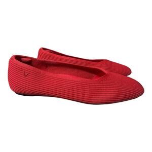 Vivaia Margot 2.0 Square Toe V Cut Red Flat Women size 38 US 7-7.5
